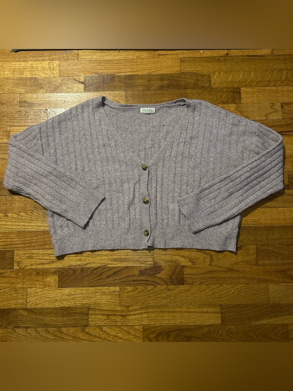 Jolie & Joy Ribbed Oversized Cropped Knit Cardigan Size X-Large